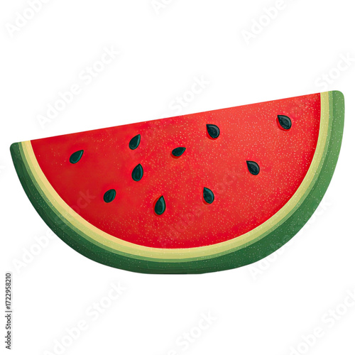 Vibrant Red Watermelon Slice Icon with Seeds, Refreshing Summer Fruit