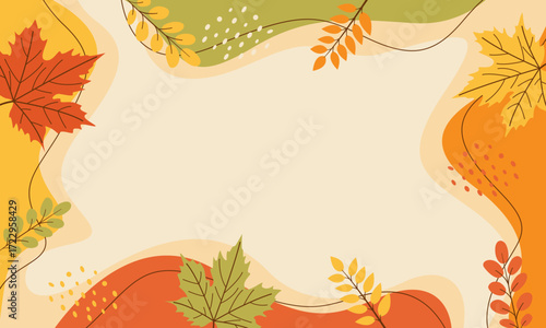 Autumn background with colorful fall leaves, abstract pastel organic wallpaper design for seasonal templates, festival events, greeting cards, sale banners, websites, and pages