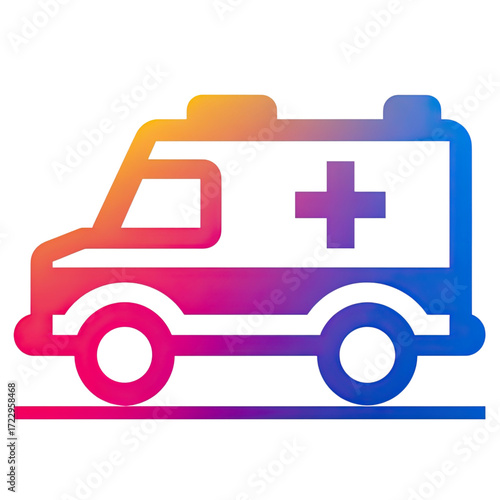 Stylized ambulance icon featuring a smooth colorful gradient design.