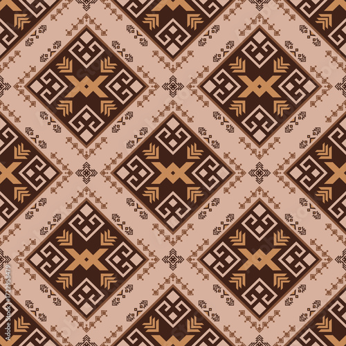 Traditional Rug with Geometric Motif