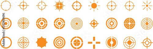 Collection of Orange Target and Crosshair Icons on White Background