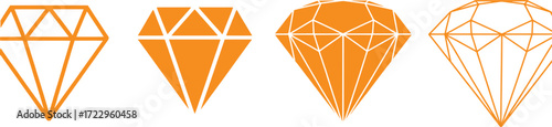 Four Orange Diamond Icons Showing Increasing Facet Detail