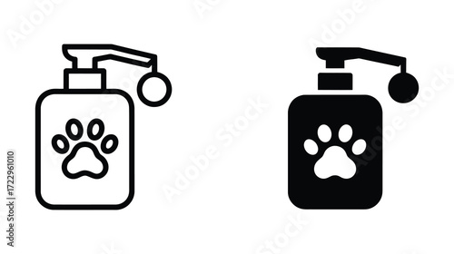 Discover gentle pet care with this dog paw shampoo bottle, perfect for promoting a clean and happy pup in your branding or website design, ideal for veterinary clinics and grooming services