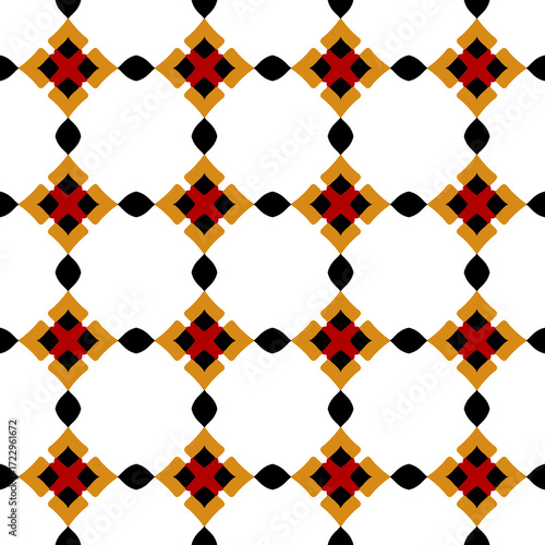 Abstract Seamless Geometric Pattern with Decorative Floral Tile Design.