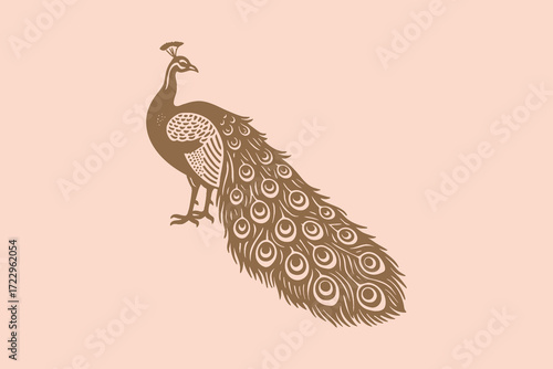 Peacock silhouette flat graphic style vector illustration