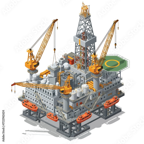 Offshore Drilling Rig Illustration for Energy Production