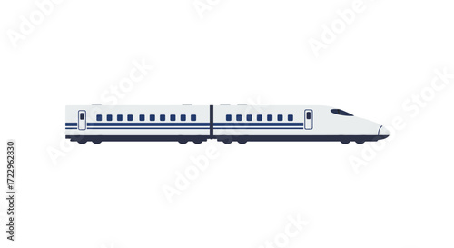 Modern high speed train illustration in a flat minimal style silhouette
