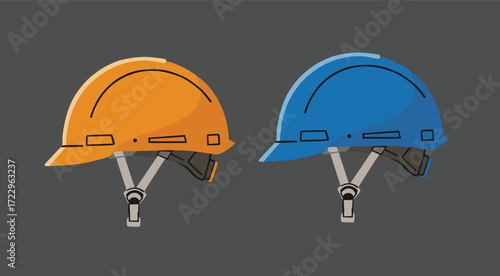 Orange and Blue Safety Helmet Vector Illustration
