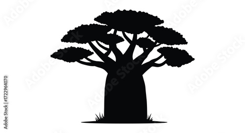 A striking baobab tree shape against white background a bold silhouette