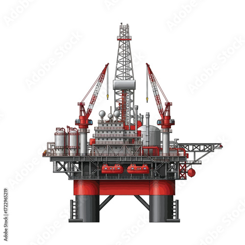 Offshore Oil Rig Illustration Energy Industry Icon for Industrial Projects