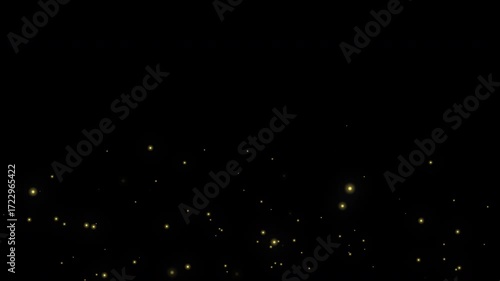 Floating firefly particles on transparent background