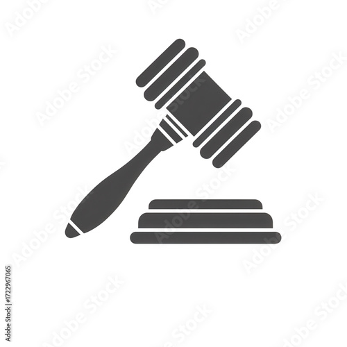 AI Gavel Hammer Icon Monochrome Flat Vector for Legal Tech