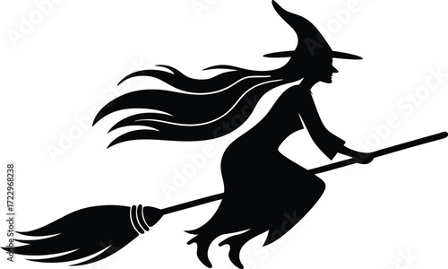 Silhouette Of A Witch Flying On A Broomstick halloween