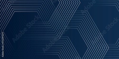 Dark blue hexagon abstract background with glowing arrow lines technology futuristic concept. vector illustration eps10