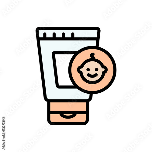 Baby lotion cosmetic color icon. Skin care sign for web and app. Simple symbol for web design isolated on white background.