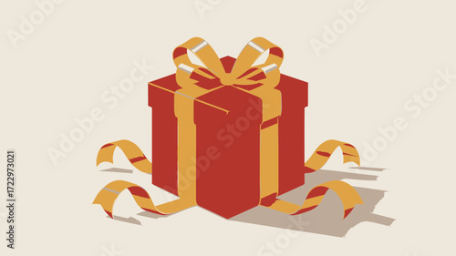 Surprise gift box elegantly wrapped with a festive ribbon and bow, symbolizing celebration and special occasions
