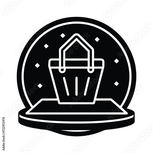 AR Shopping Icon on Holographic Shelf
