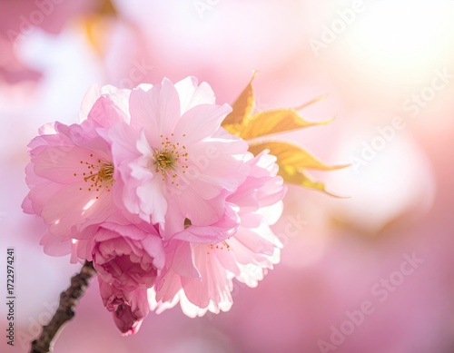 Pink Cherry Blossoms in Soft Sunlight