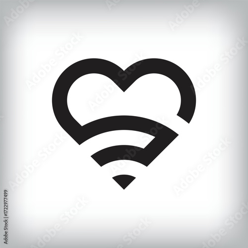 Modern wifi heart logo design. Creative connectivity and technology design, corporate identity.