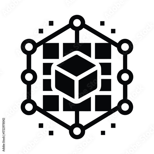 Blockchain Chain Link Icon over Matrix Backdrop