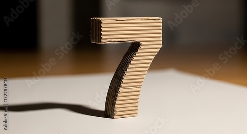 Corrugated cardboard number seven symbol of luck for various designs