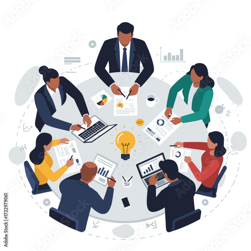 Team Collaboration in a Round Table Business Meeting