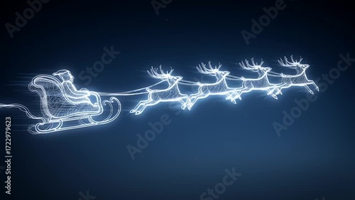 Christmas Eve greetings and a festive scene with Santa’s sleigh, Generative AI
