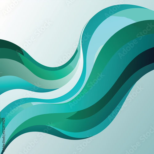 Abstract flowing turquoise green wave vector graphic scalable eps illustration art
