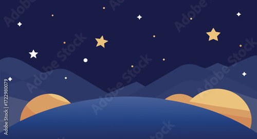 Minimalist night sky with scattered star dots