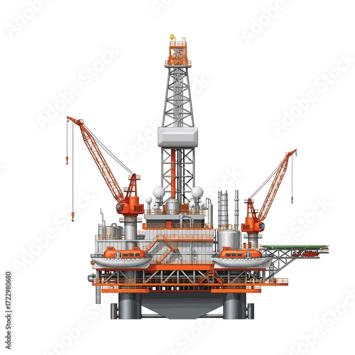 Offshore Oil Rig Illustration Exploring Energy Resources and Industrial Infrastructure