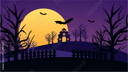 Haunted House Hill Scene Halloween Party