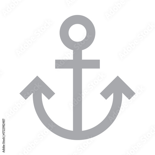 Gray ship anchor flat icon vector