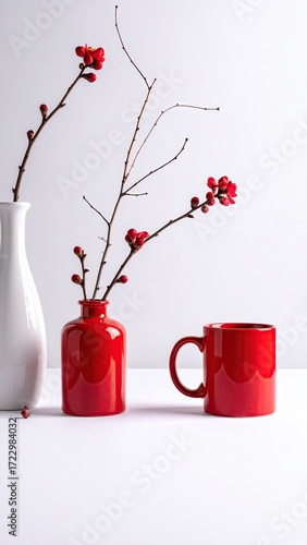 Red & white floral still life