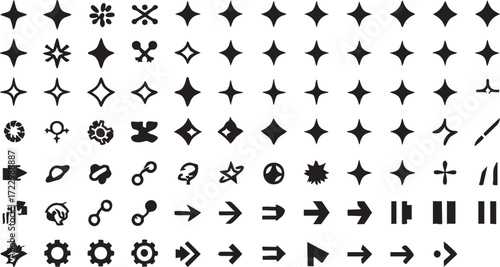 Vector icons pack: stars, arrows, symbols - free download eps silhouette