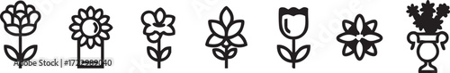 Flower icon vector set: simple floral designs for web and graphic design eps silhouette