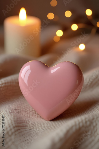 heart shaped candles on wooden background