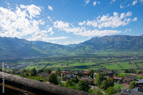 Panoramic view of Liechtenstein with mountains and valley landscape