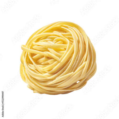 A ball of uncooked pasta, light yellow in color