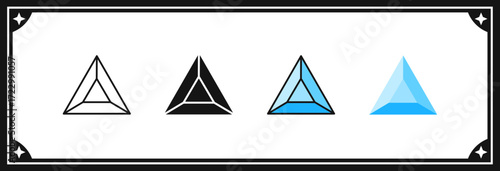 Triangle diamond gem jewel gemstone line icons vector set