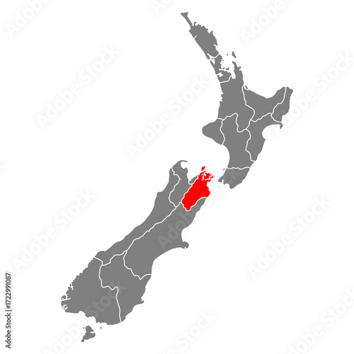Marlborough of New zealand map shape, travel web flat concept icon vector illustration .