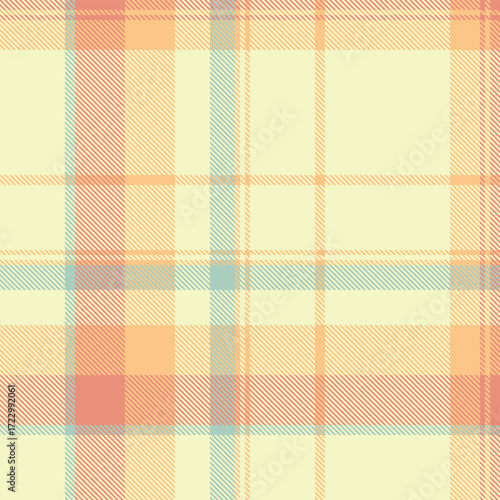 Seamless plaid pattern in warm, pastel hues. Evokes comfort, tradition, and a sense of home. Ideal for backgrounds, textiles, or designs requiring a subtle, textured feel.