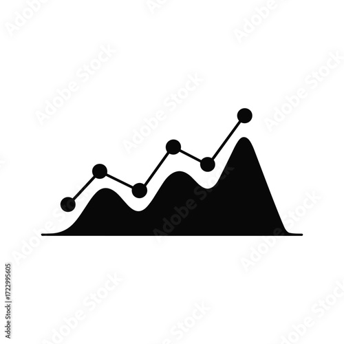 Dynamic stock market graph with upward trend and data points representing growth