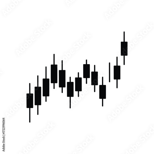 Financial candlestick chart showing upward trend and market volatility trading data