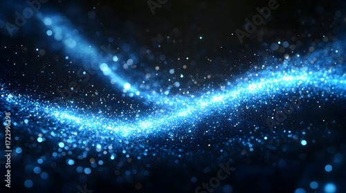 Wallpaper Mural Blue Glowing Starry Stream of Light Extending Across a Deep Black Background with Radiant Shooting Stars in the Night Sky, Abstract Cosmic Star Trail Banner Illustration Featuring Sparkling Dots and S Torontodigital.ca