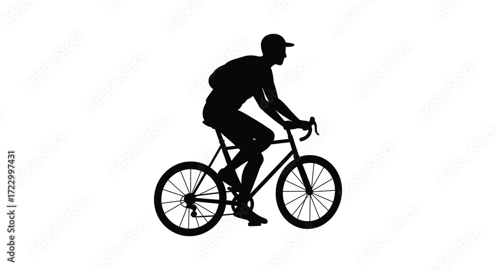 Fototapeta premium Cyclist riding a road bike in dynamic motion a striking silhouette