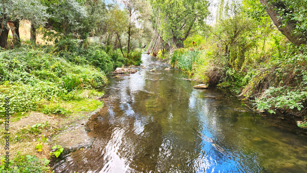 Obraz premium A September afternoon view of the Melendiz Stream flowing through the famous Ihlara Valley in Aksaray Turkey
