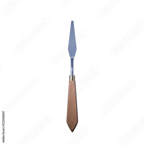 Artists palette knife with wooden handle isolated on transparent background
