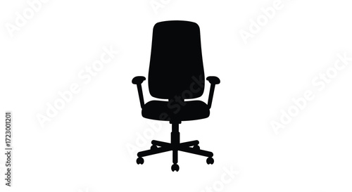 A black office chair presented in a striking minimalist silhouette