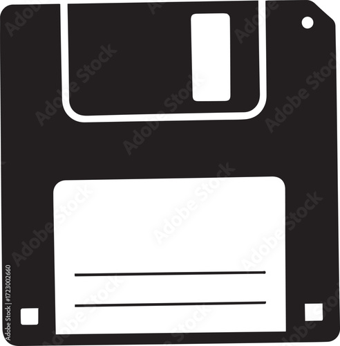 Black floppy disk icon vector illustration for technology and computer design