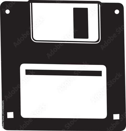 Black floppy disk drive icon vector illustration for technology and computer design